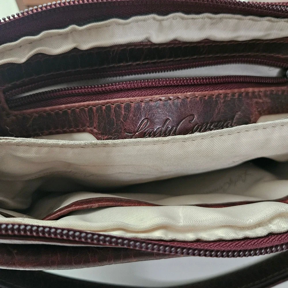 Lady Conceal Leather Crossbody Bag Brown Organizer Concealed Carry CCW Purse